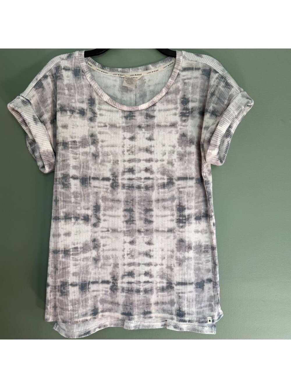 Lucky Brand Women’s Large Tie Dye Short Sleeve Top Boho Y2K Retro Casual